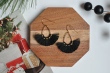 Load image into Gallery viewer,  Matte gold cirrus earrings in black